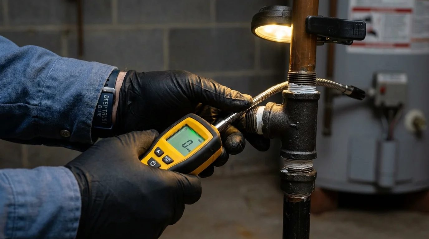Gas leak detection with electronic sniffer by Johns Plumbing LLC in Drew