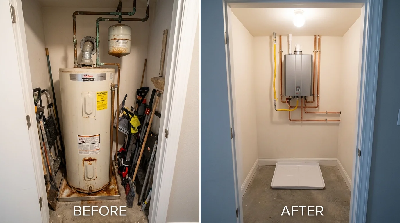 Tank water heater versus wall-mounted tankless unit comparison for Drew, MS homeowners