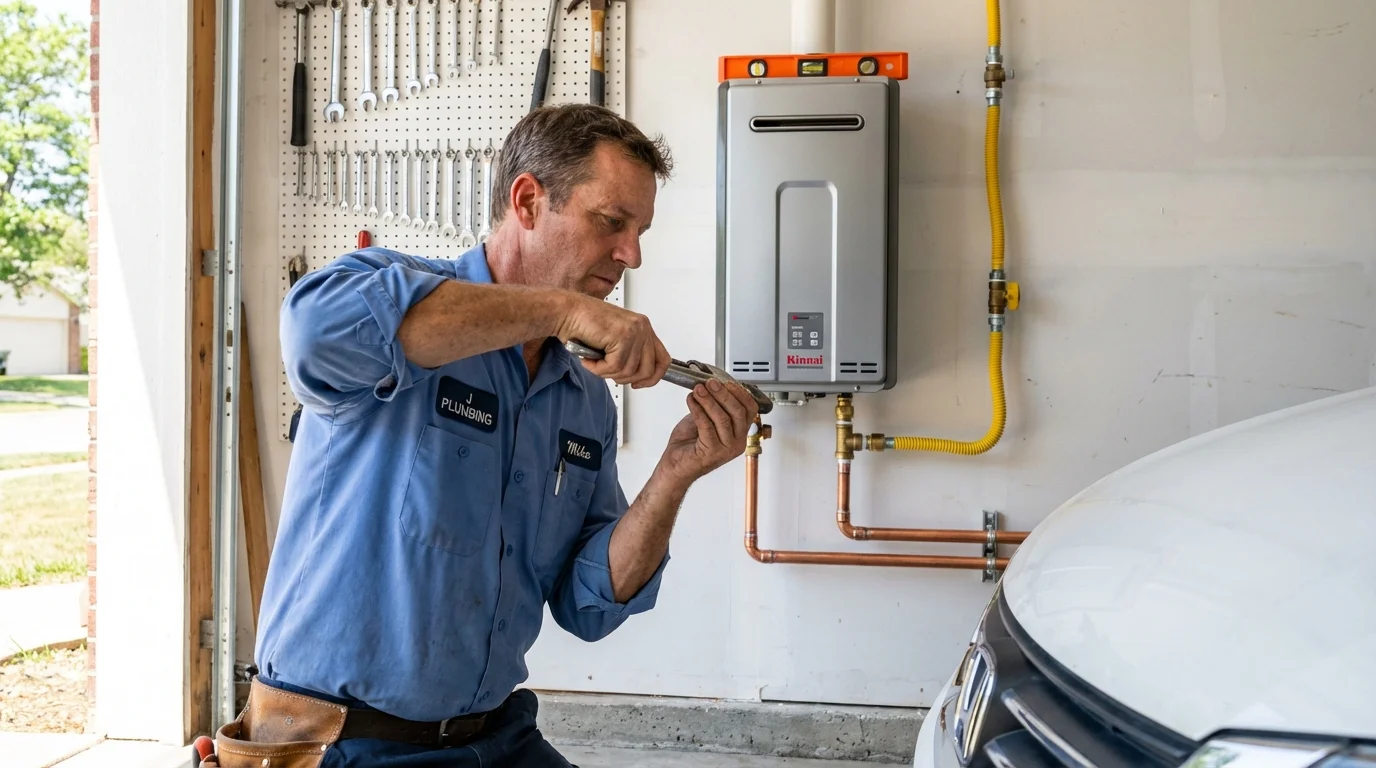 Tankless water heater installation by a Johns Plumbing LLC plumber in Drew